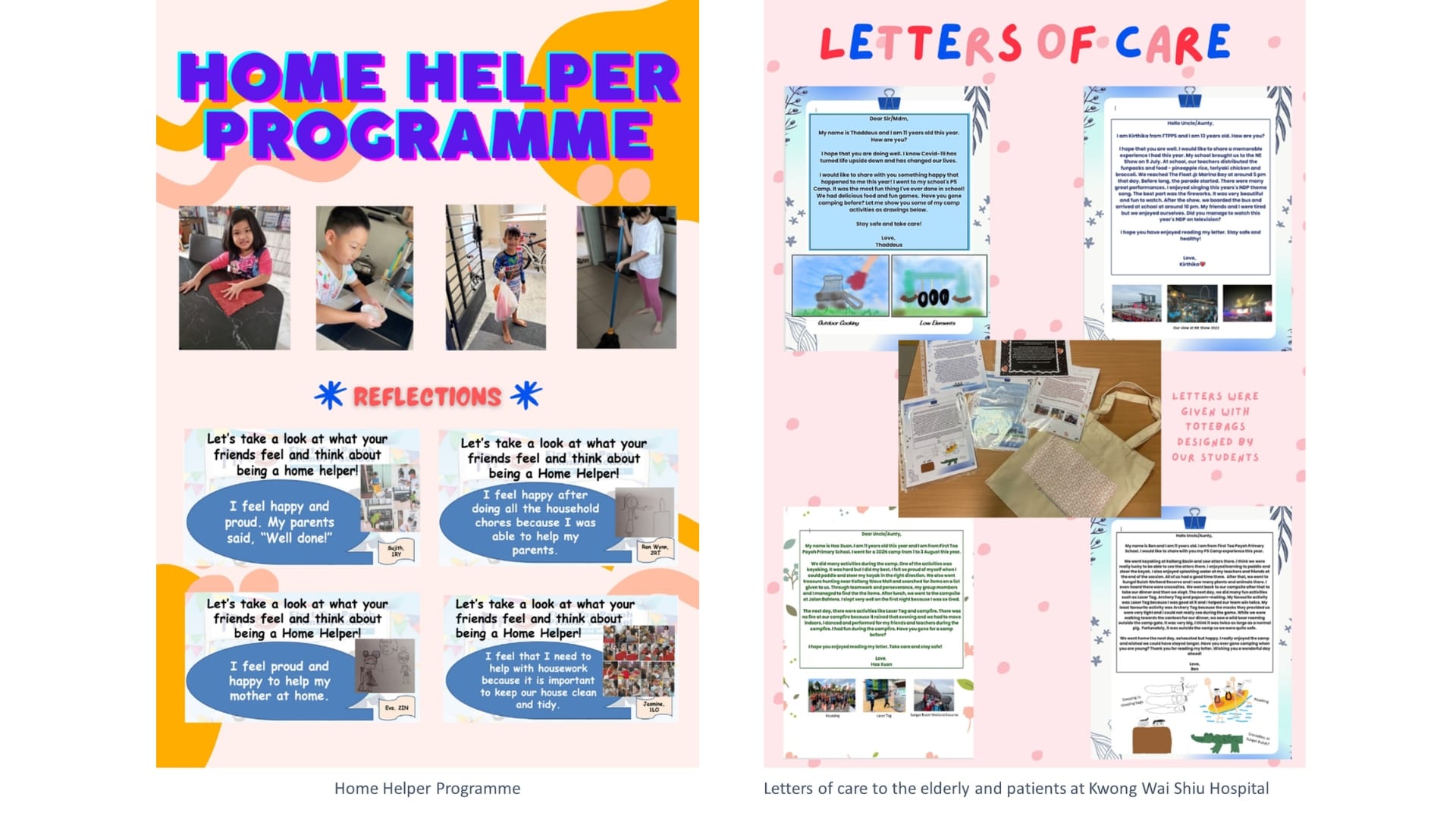 Students help with household chores and share reflections on supporting their families through everyday responsibilities.